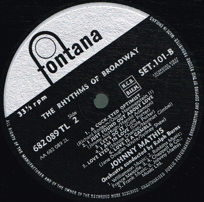 Johnny Mathis - Rhythms And Ballads Of Broadway - Double Lp