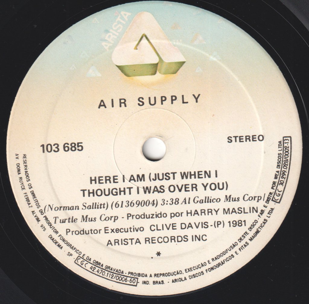 Air Supply - Here I Am - 7 Inch