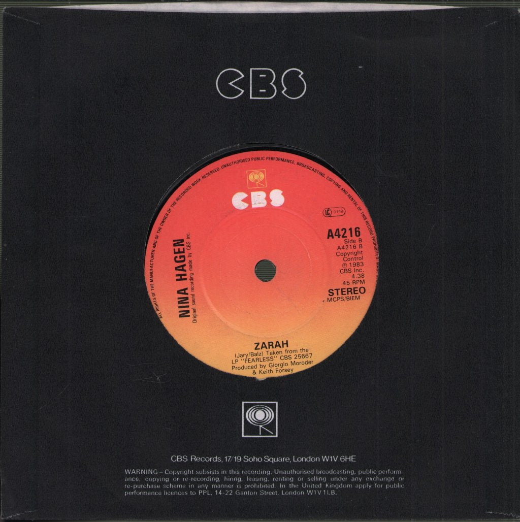 Nina Hagen - Zarah - 7 Inch