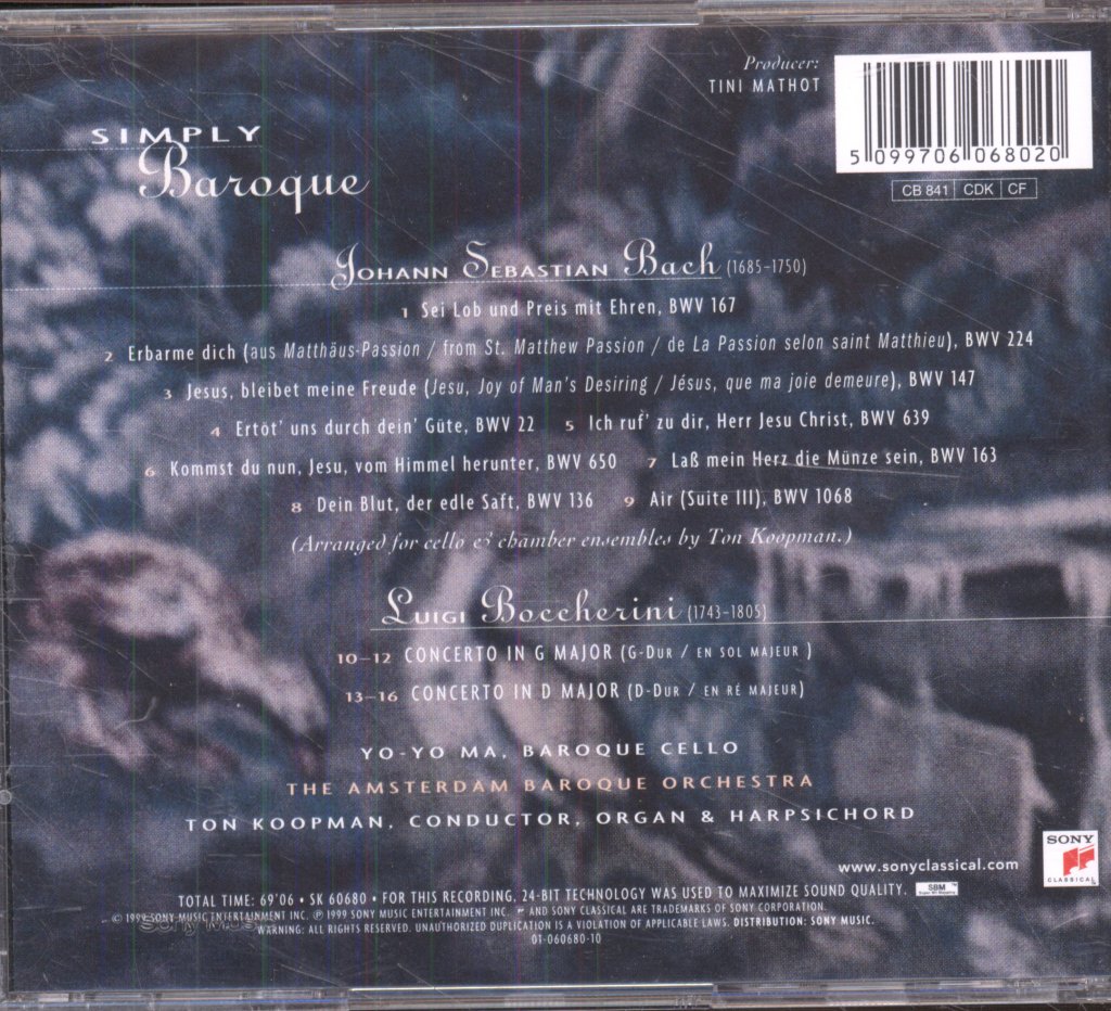 Yo-Yo Ma, Ton Koopman, The Amsterdam Baroque Orchestra - Simply Baroque - Cd