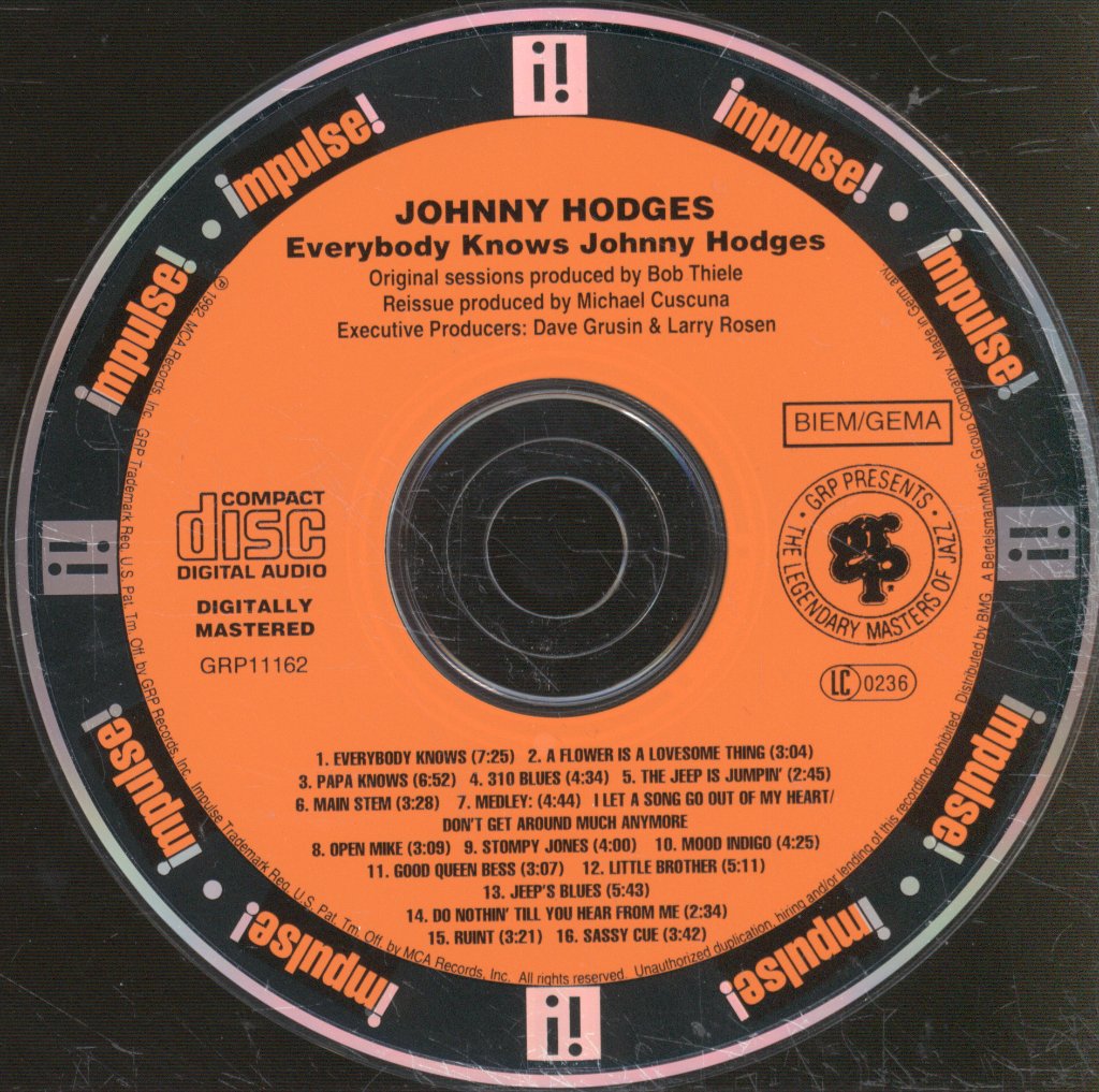 Johnny Hodges - Everybody Knows - Cd