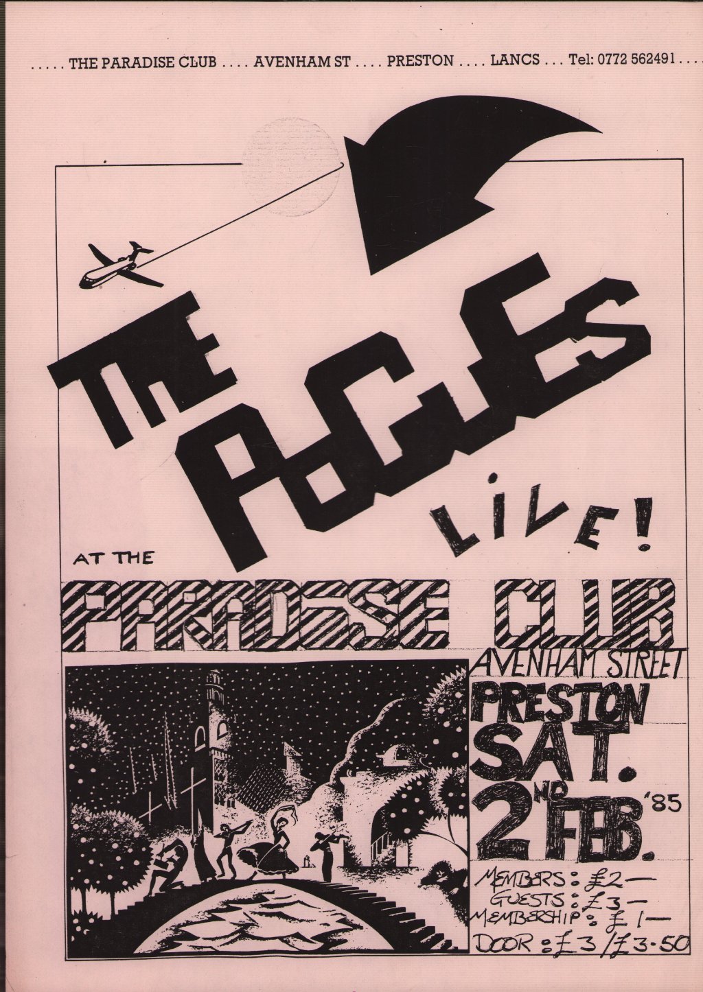 Pogues - Paradise Club Preston 2nd Feb 1985 - Flyer