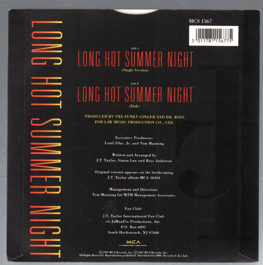 J T Taylor - Long Hot Summer Night - 7 Inch