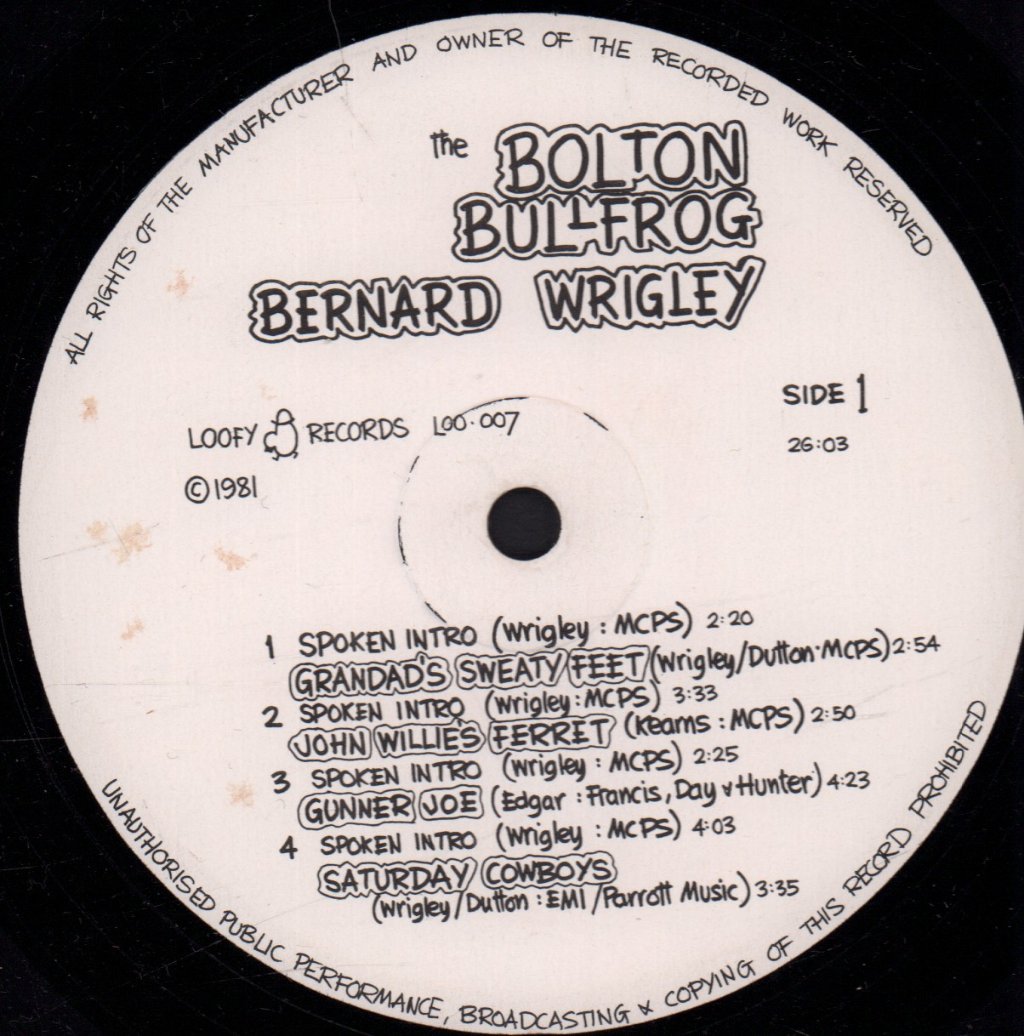 Bernard Wrigley - Bolton Bullfrog - Lp