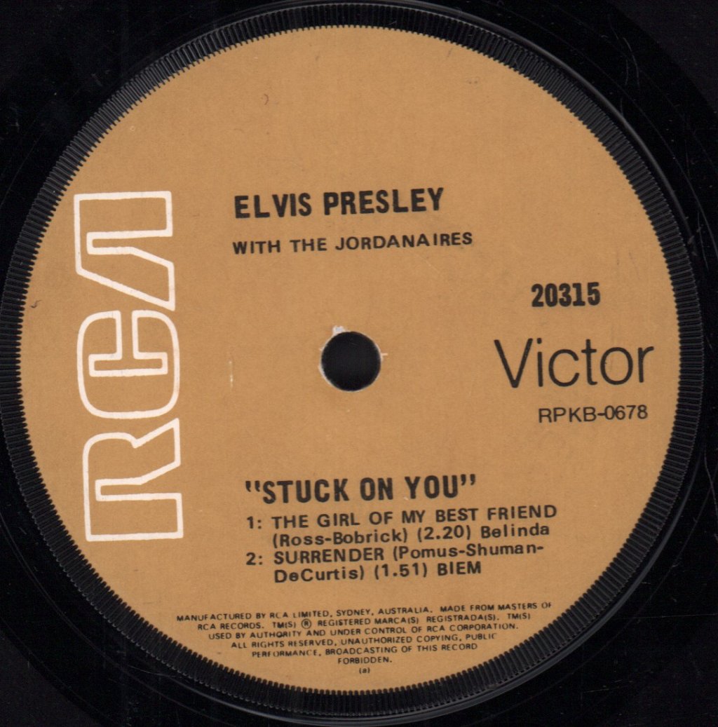 Elvis Presley - Stuck On You - 7 Inch