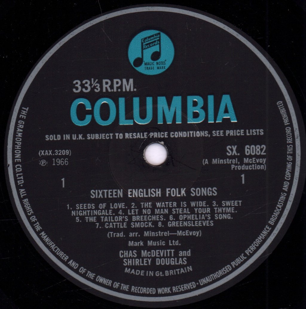 Chas Mcdevitt And Shirley Douglas - Sixteen English Folk Songs - Lp