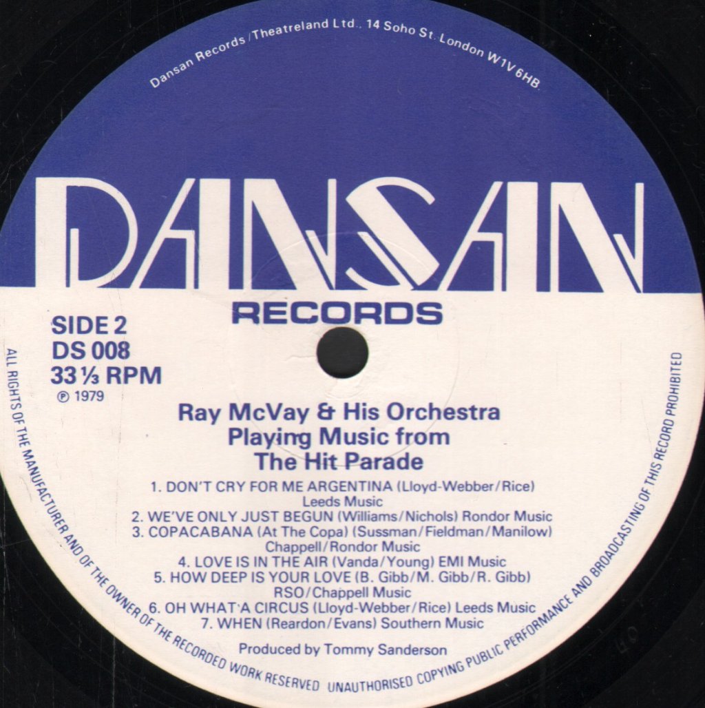 Ray McVay And His Orchestra - Playing Music From The Hit Parade - Lp