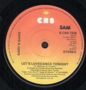 Gary's Gang - Let's Lovedance Tonight - 7 Inch