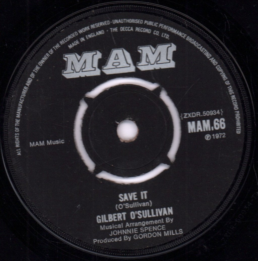 Gilbert O'Sullivan - Alone Again - 7 Inch