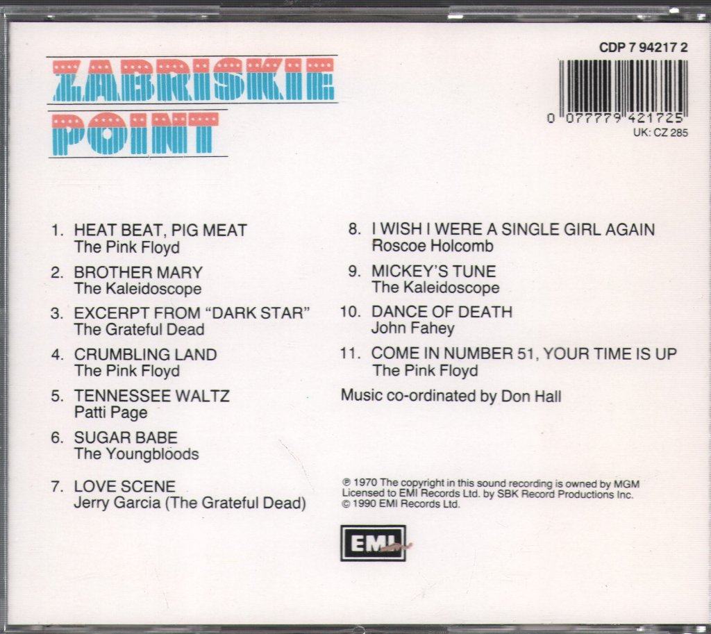 Various Artists - Zabriskie Point (Original Motion Picture Soundtrack) - Cd