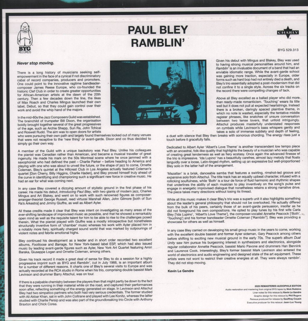 Paul Bley - Ramblin' - Lp