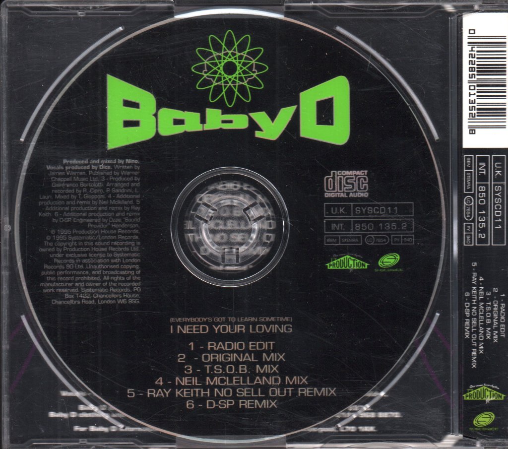 Baby D - I Need Your Loving - Cd