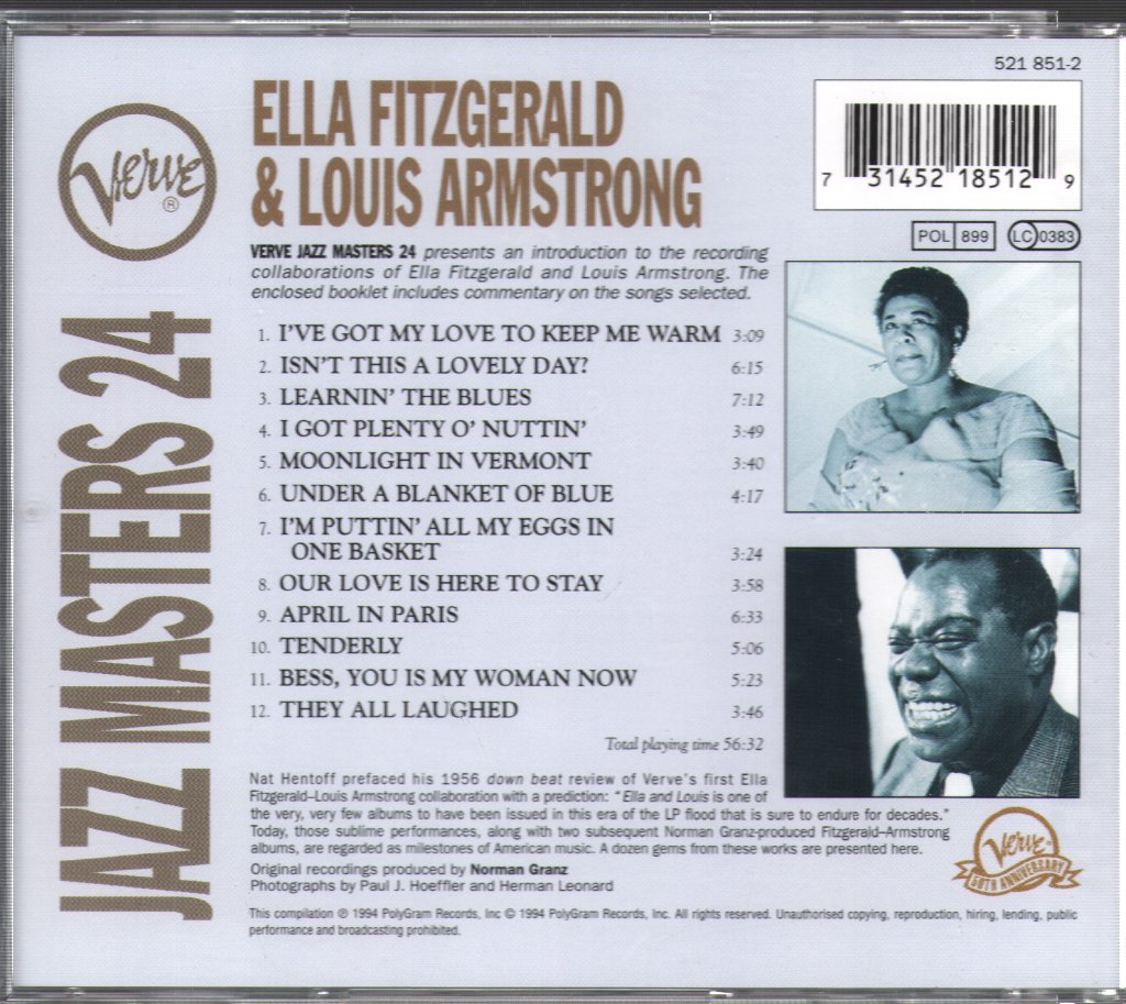 Ella Fitzgerald And Louis Armstrong - Verve Jazz Masters 24 - Cd
