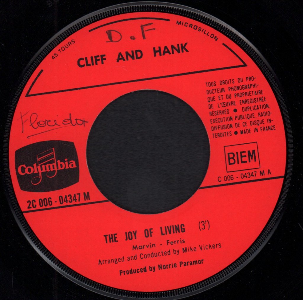 cliff richard and hank marvin - Joy Of Living - 7 Inch