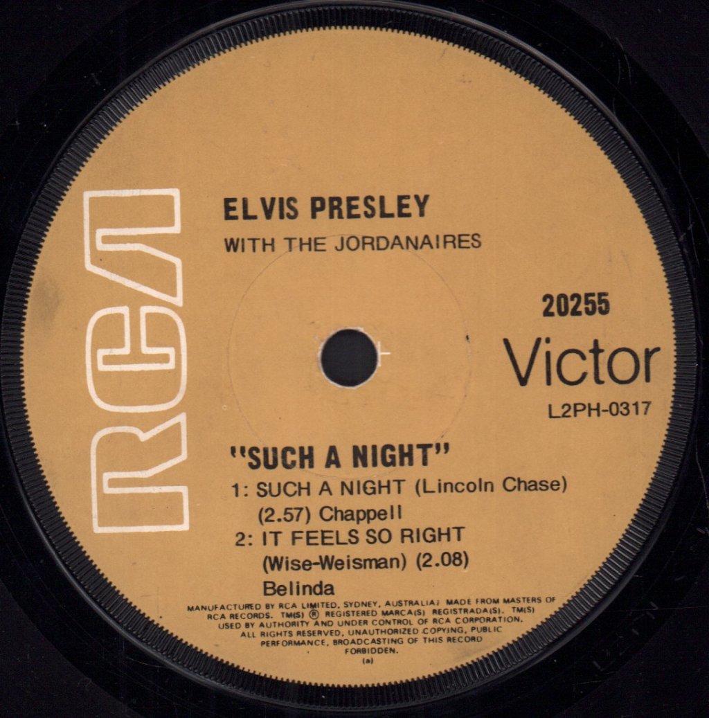 Elvis Presley - Such A Night - 7 Inch