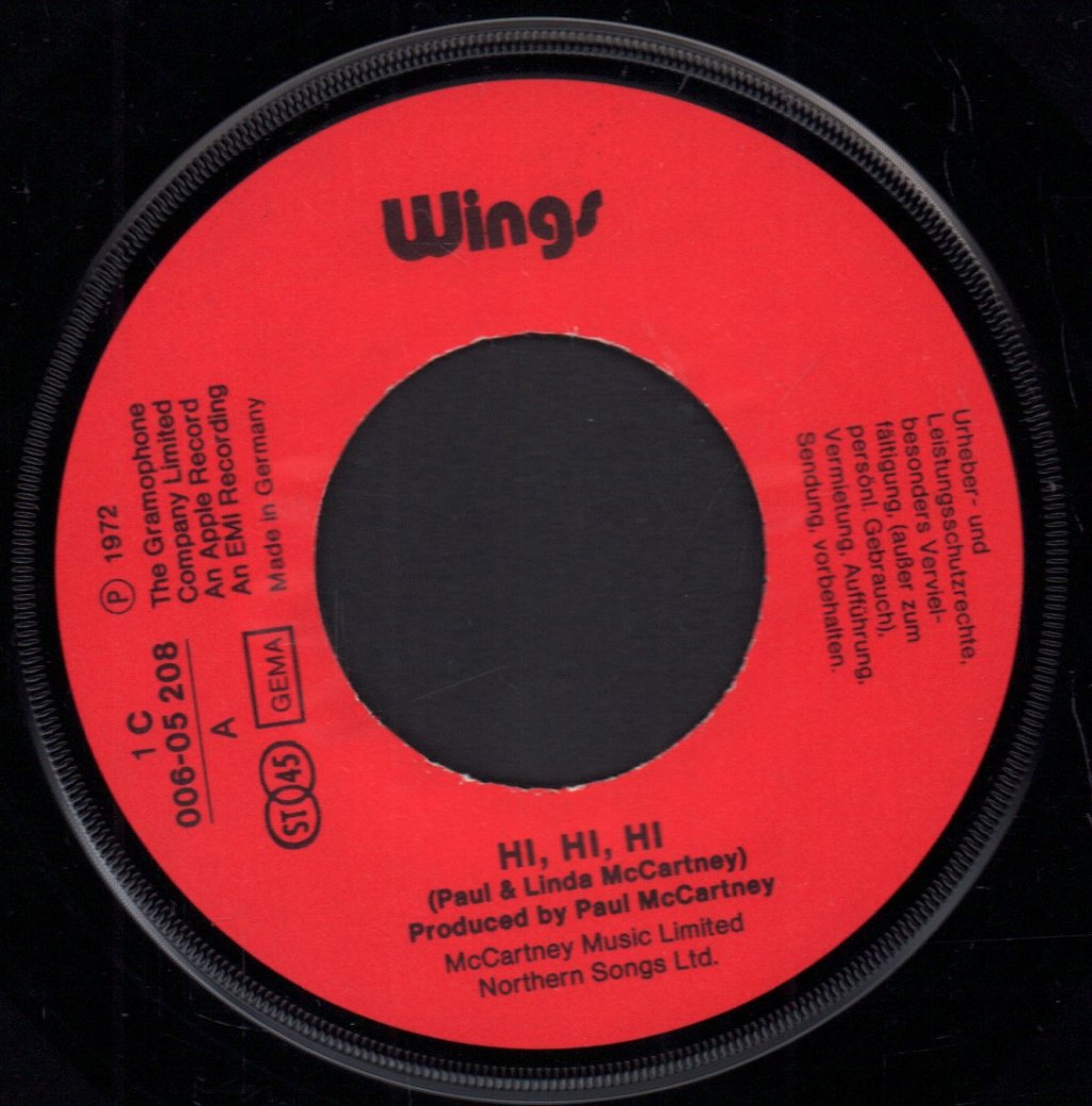 Wings (Paul McCartney's Group) - Hi Hi Hi - 7 Inch