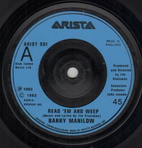 Barry Manilow - Read Em And Weep - 7 Inch