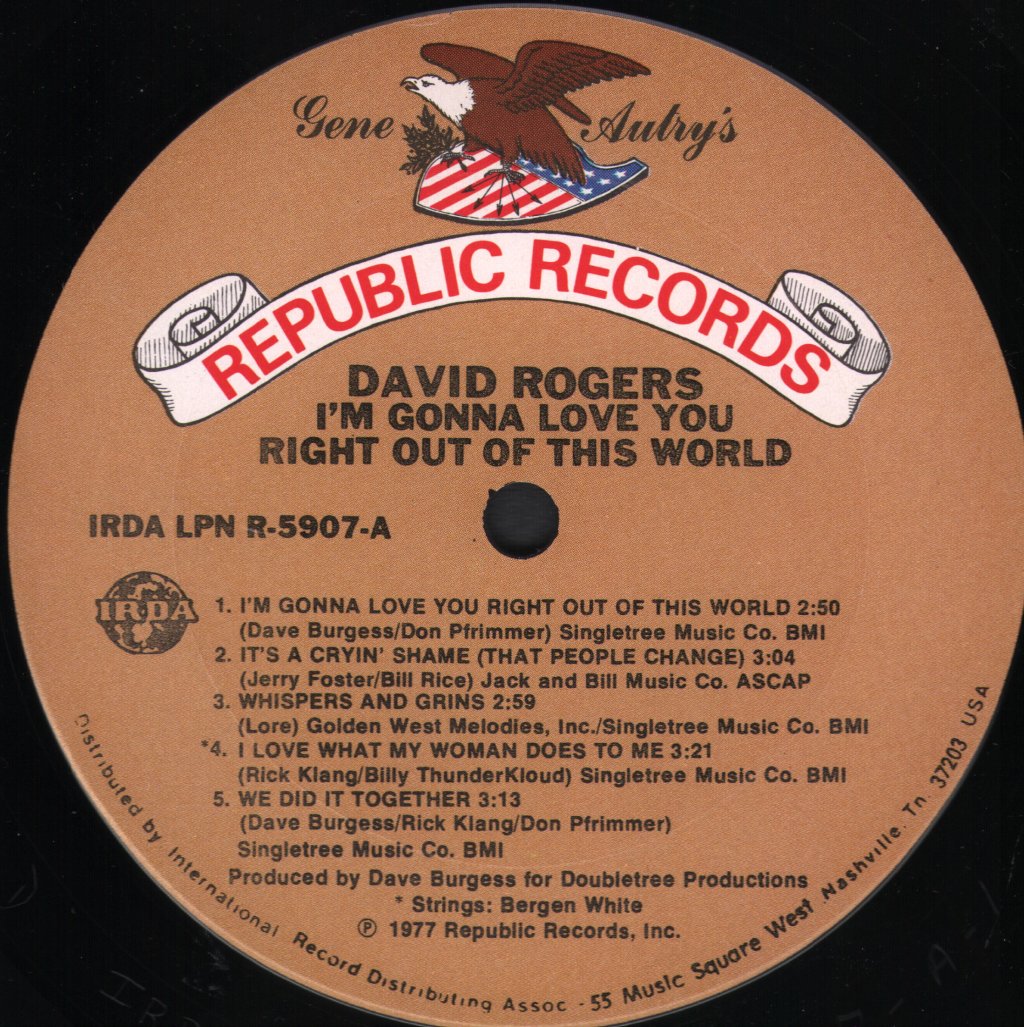David Rogers - I'm Gonna Love You Right Out Of This World - Lp