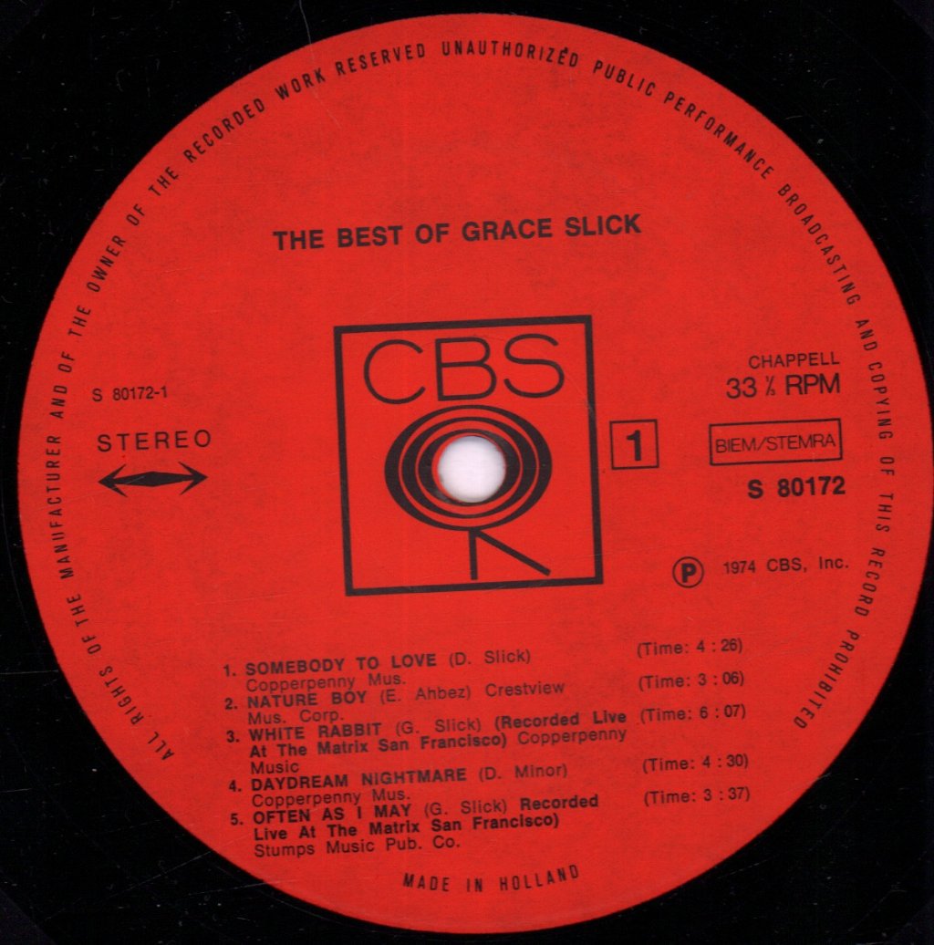 Grace Slick - Best Of Grace Slick - Lp