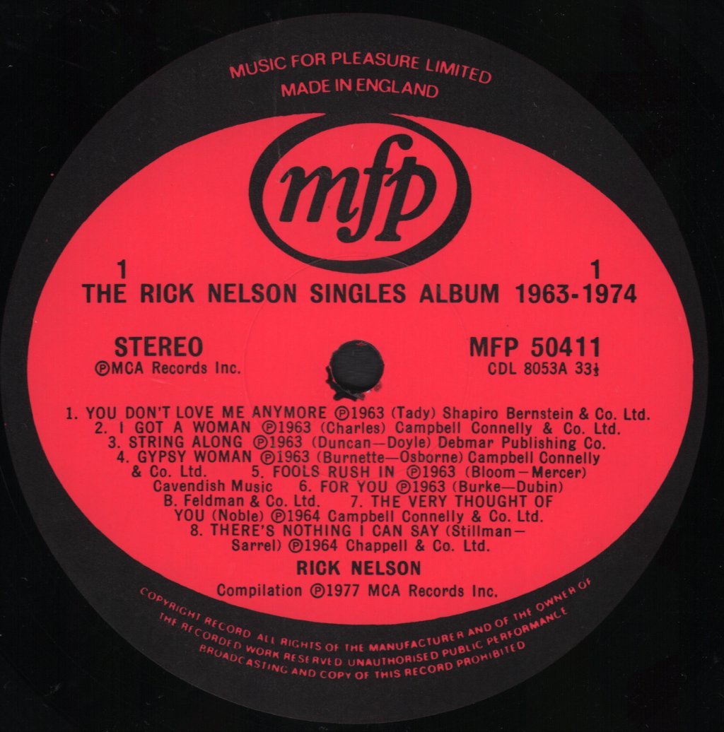 Rick Nelson - Singles Album 1963-1974 - Lp