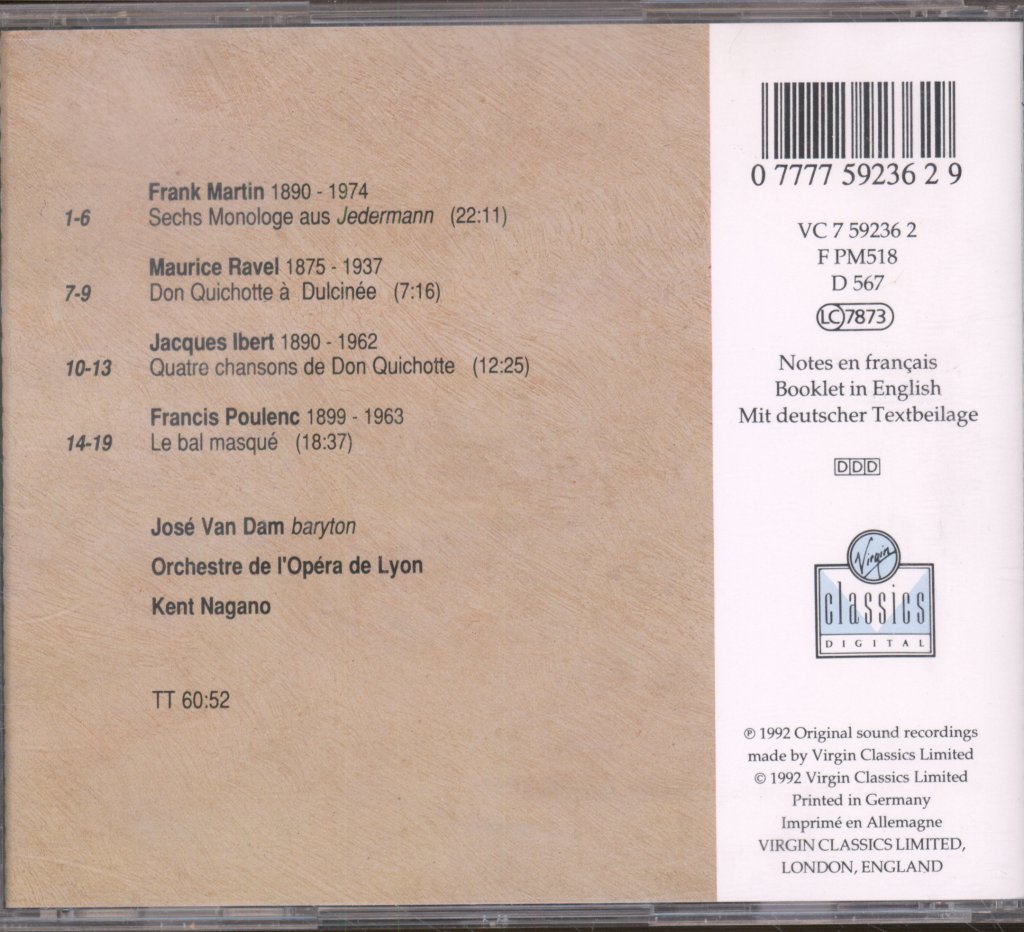 José van Dam · Orchestre De L'Opéra De Lyon · Kent Naganok - Martin · Ravel · Ibert · Poulenc - Cd