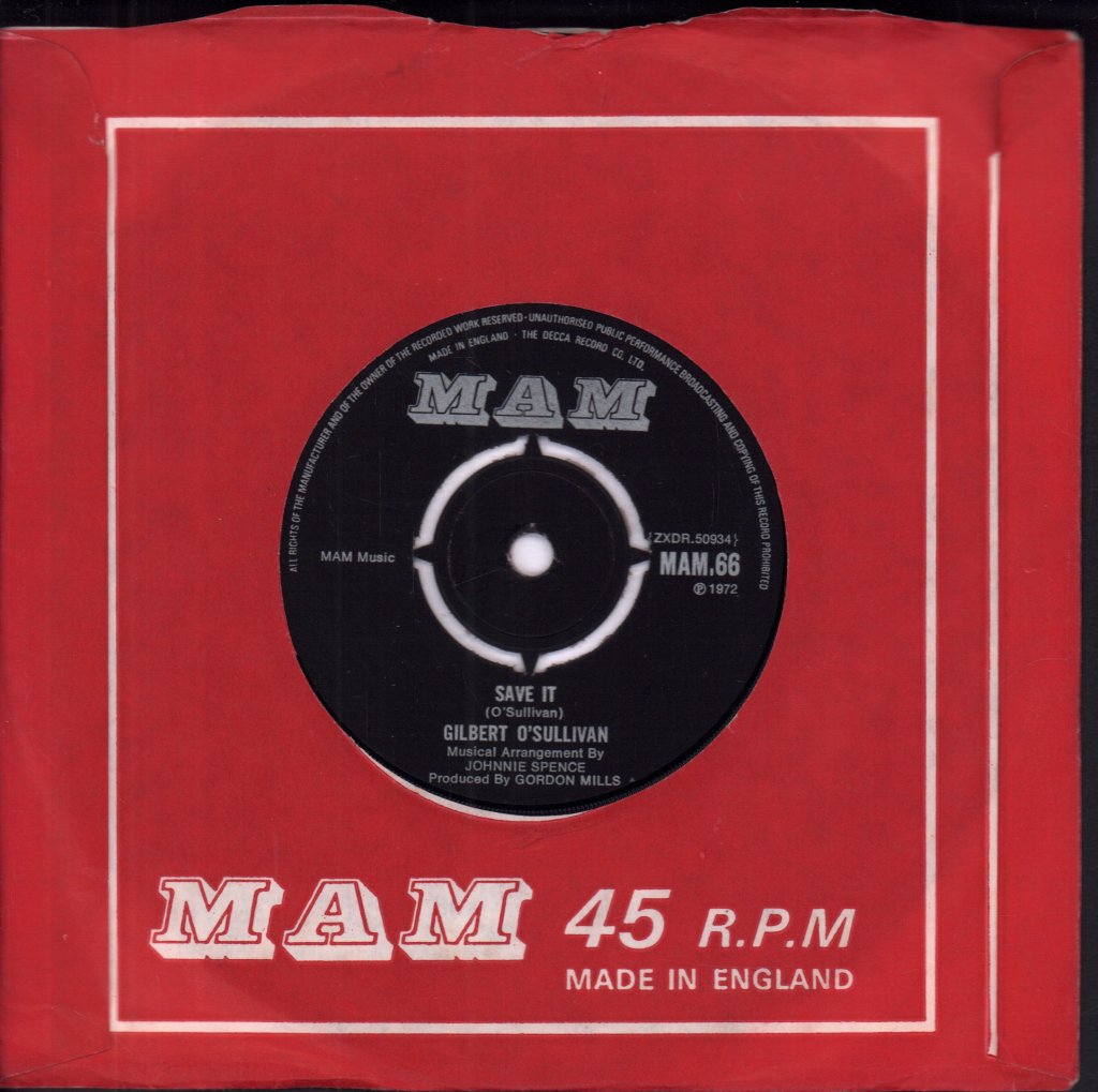 Gilbert O'Sullivan - Alone Again (Naturally) - 7 Inch