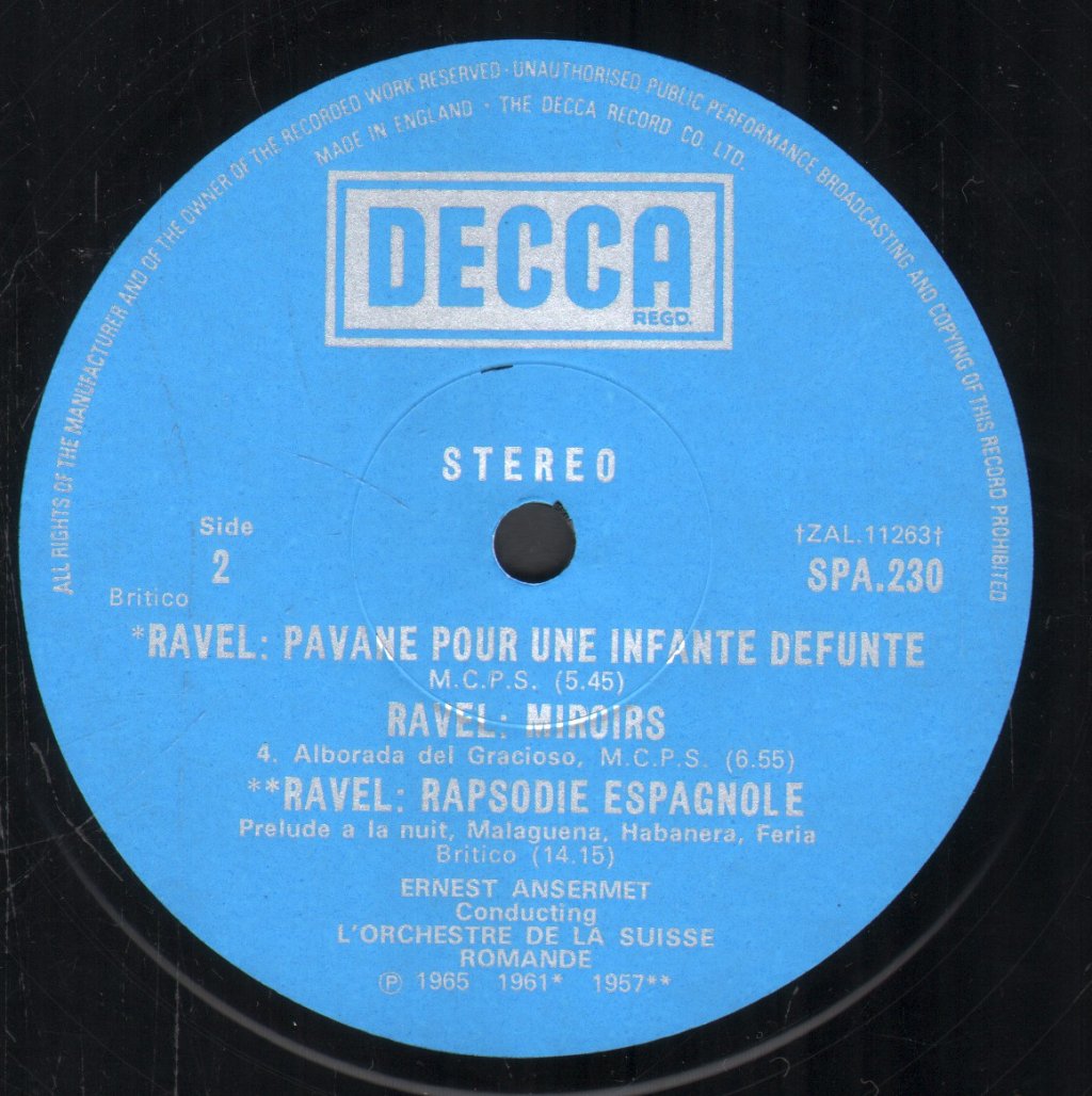 Ernest Ansermet / L'Orchestre De La Suisse Romande - Ravel - Daphnis & Chloe - Suite No. 2 - Lp