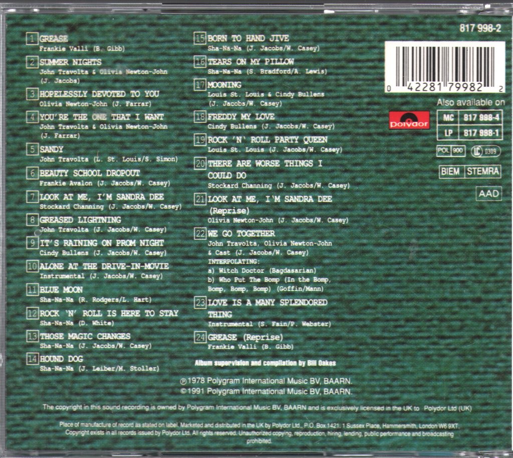 Grease - Original Soundtrack From The Motion Picture - Cd