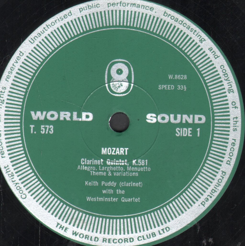 Westminster Quartet / Keith Puddy / Ian Wilson - Mozart - Clarinet Quintet in A Oboe Quartet in F - Lp