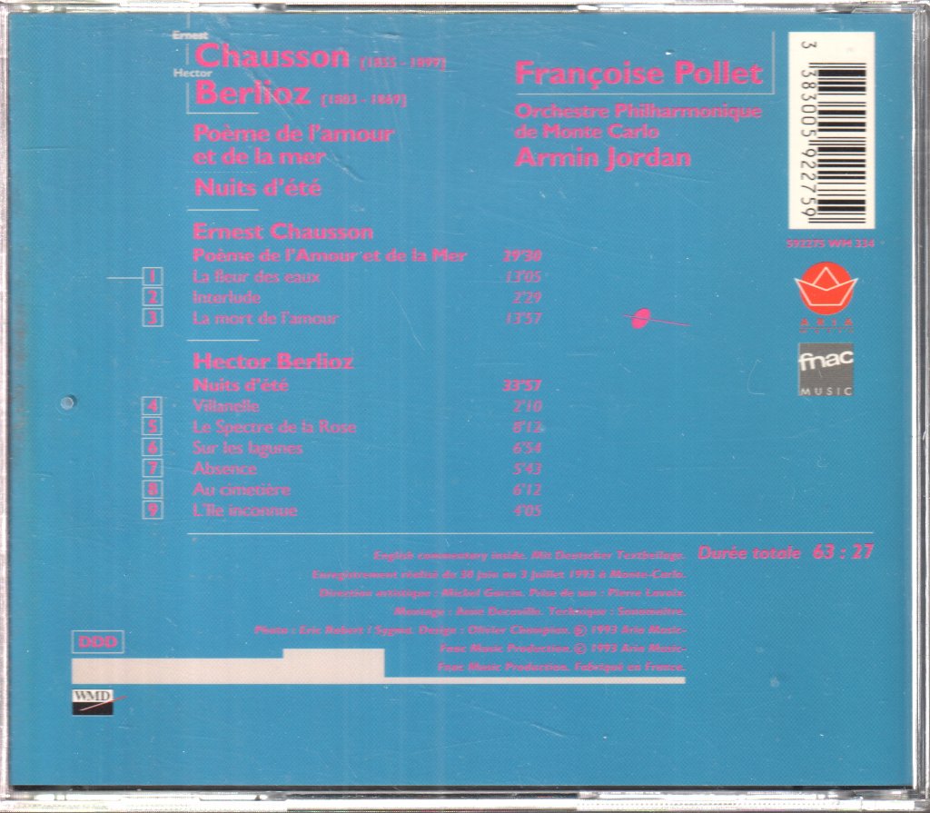 Françoise Pollet, Armin Jordan - Berlioz / Chausson - Nuits d'été - Cd