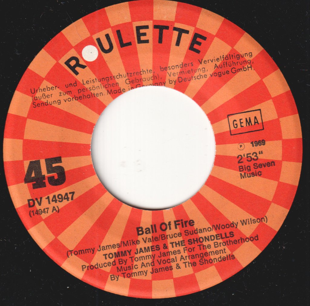 Tommy James & The Shondells - Ball Of Fire - 7 Inch