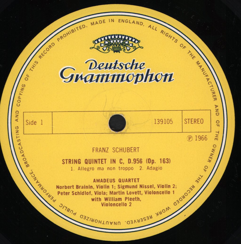 Amadeus String Quartet - Schubert - String Quartet In C Major - Lp