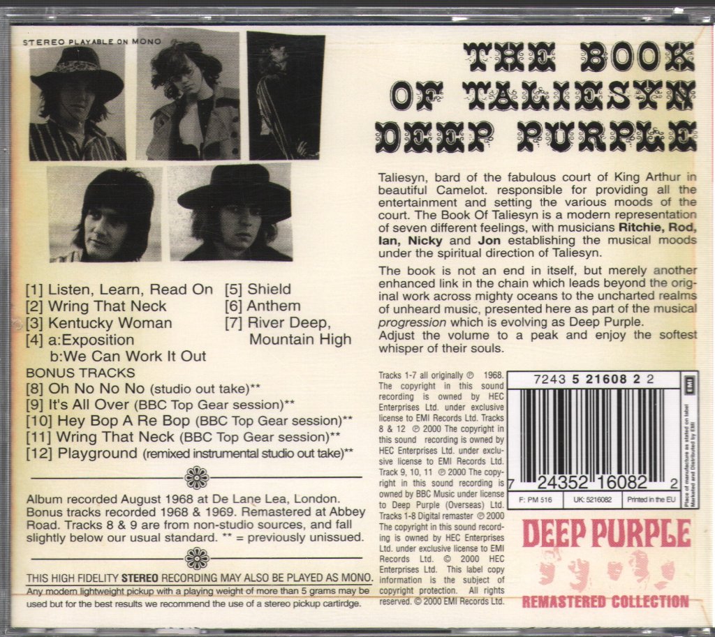 Deep Purple - Book Of Taliesyn - Cd