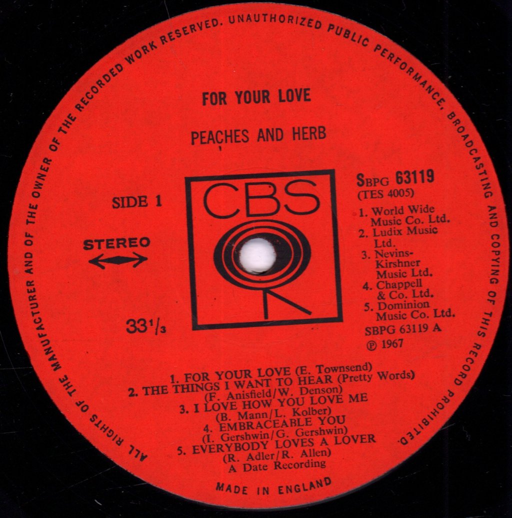 Peaches And Herb - For Your Love - Lp