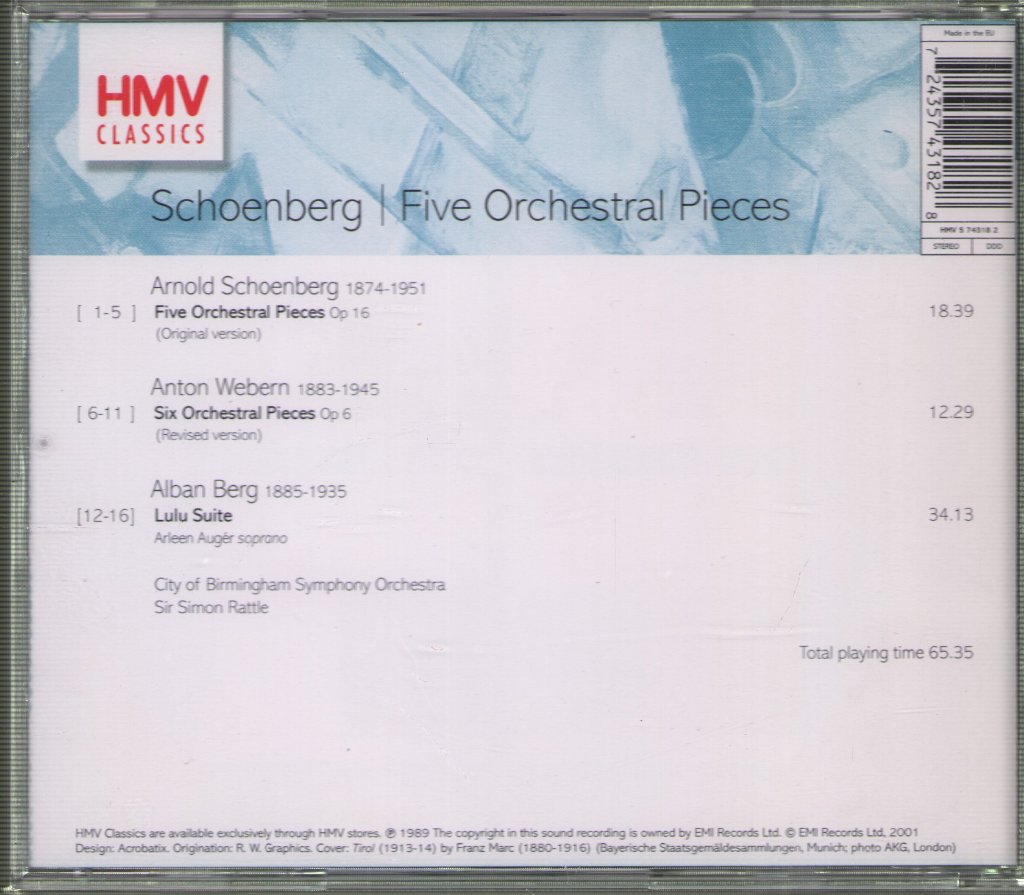 Arnold Schoenberg - Five Orchestral Pieces - Cd