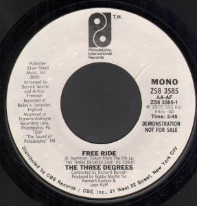 Three Degrees - Free Ride - 7 Inch