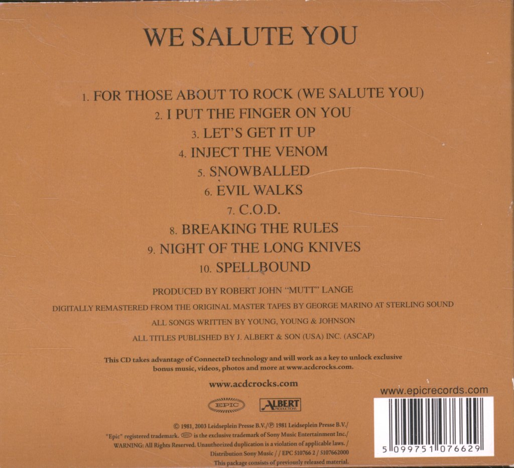 AC/DC - For Those About To Rock (We Salute You) - Cd