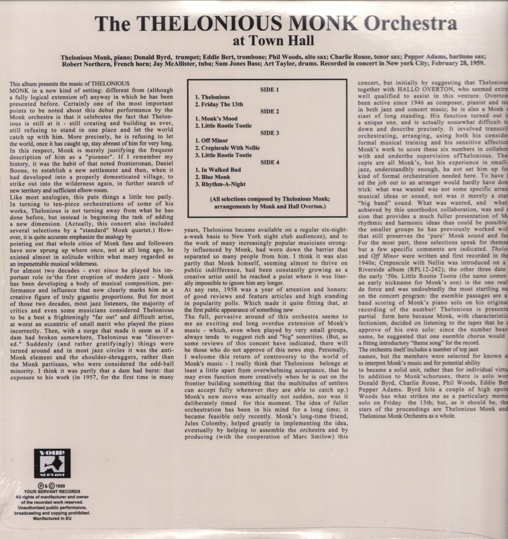 Thelonious Monk Orchestra - At Town Hall - Double Lp