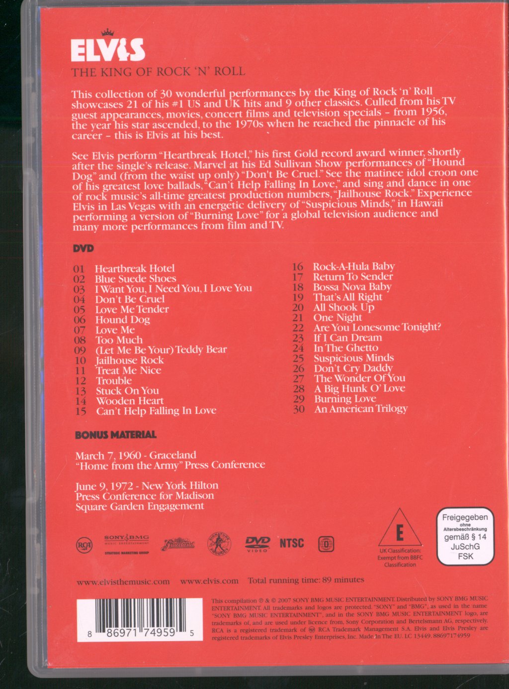 Elvis Presley - King Of Rock 'N' Roll (#1 Hit Performances And More) - Dvd