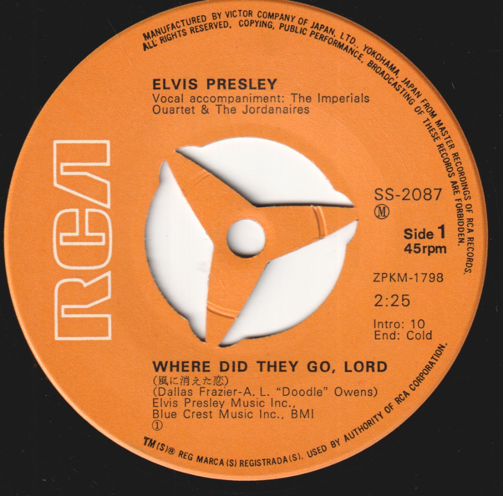 Elvis Presley - Where Did They Go, Lord - 7 Inch