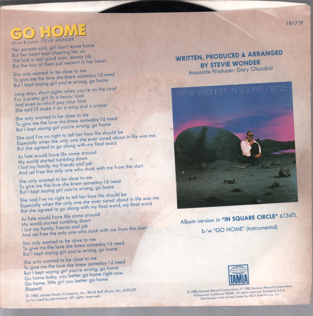 Stevie Wonder - Go Home - 7 Inch
