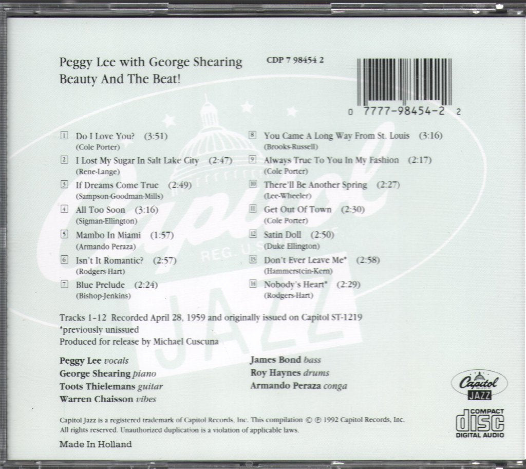 Peggy Lee - Beauty And The Beat! - Cd