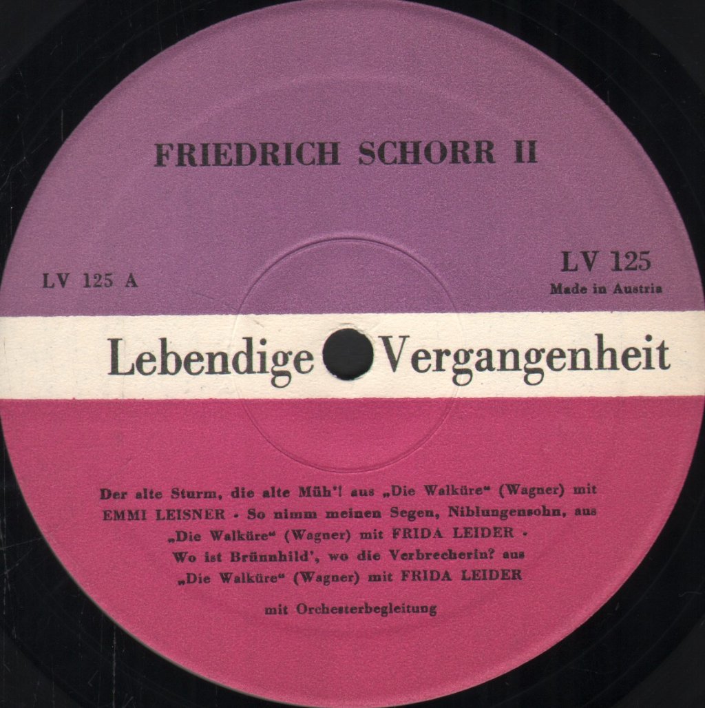 Friedrich Schorr - Lebendige Vergangenheit - Friedrich Schorr II - Lp