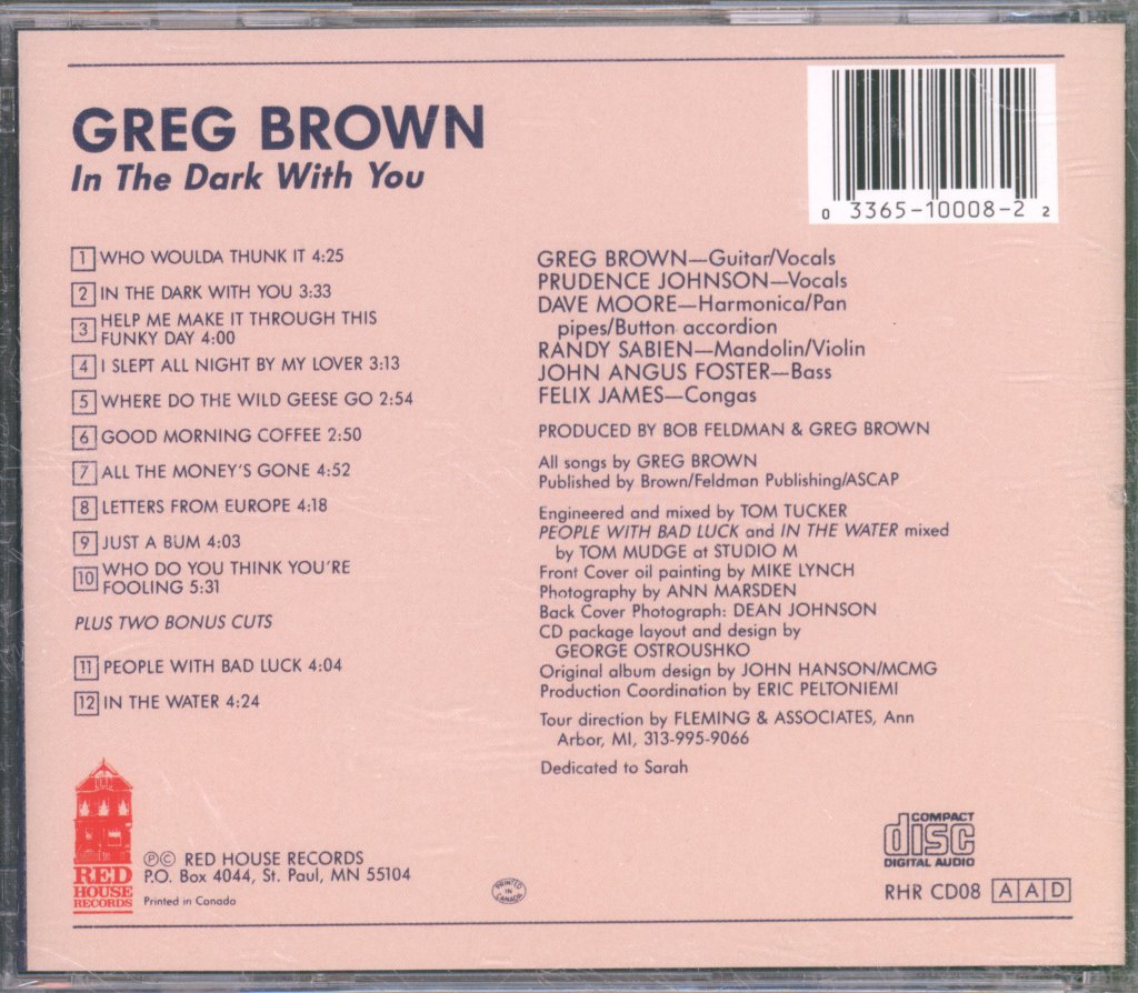 Greg Brown - In The Dark With You - Cd