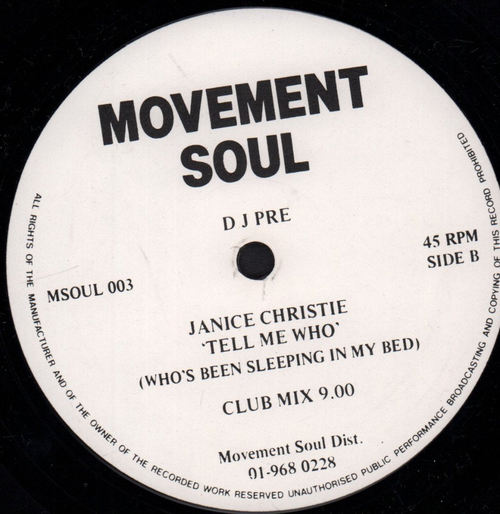 Janice Christie - Tell Me Who Who's Been Sleeping In My Bed - 12 Inch
