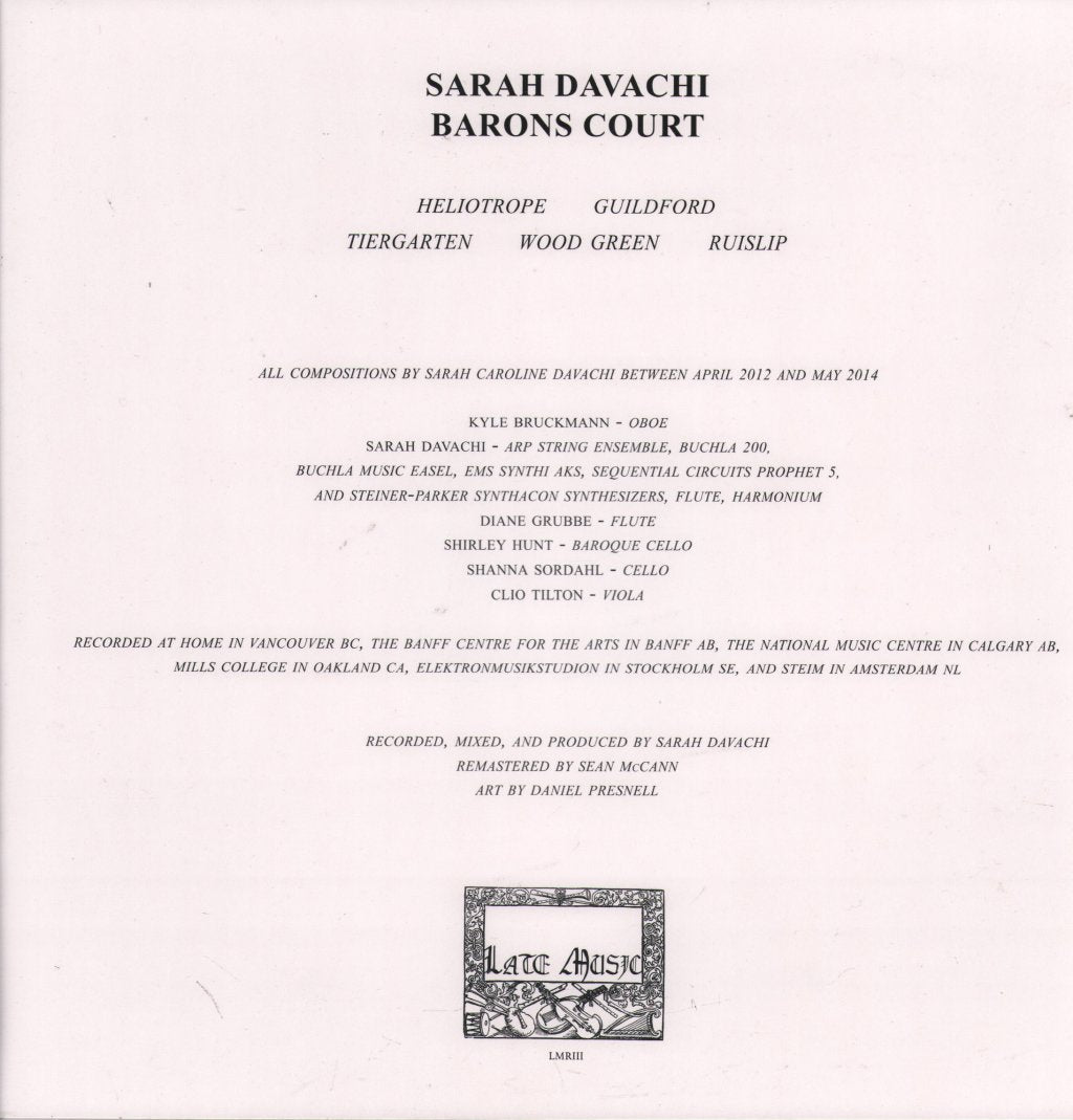 Sarah Davachi - Barons Court - Lp