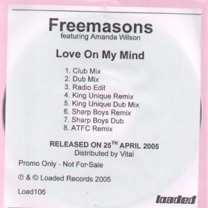 Freemasons Featuring Amanda Wilson - Love On My Mind - Cdr