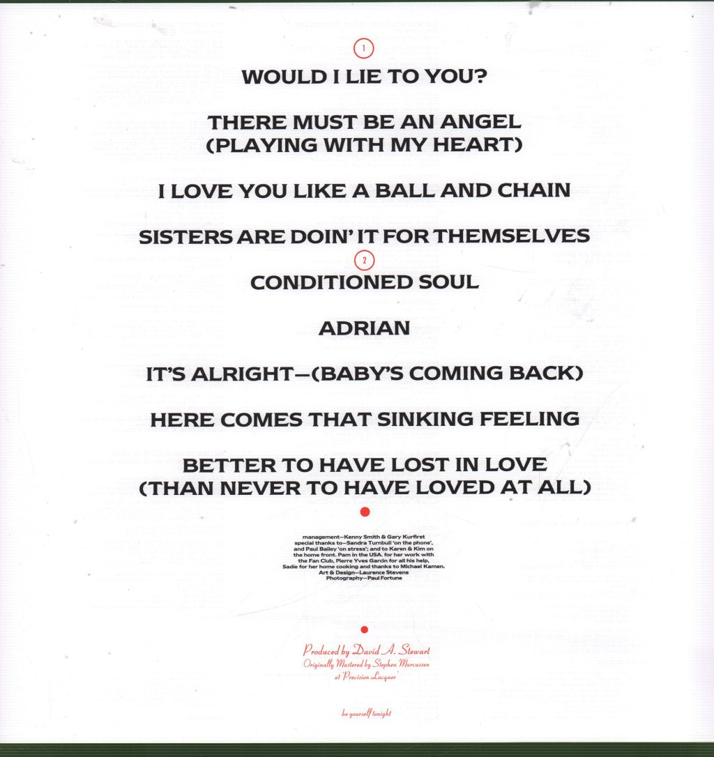 Eurythmics - Be Yourself Tonight - Lp