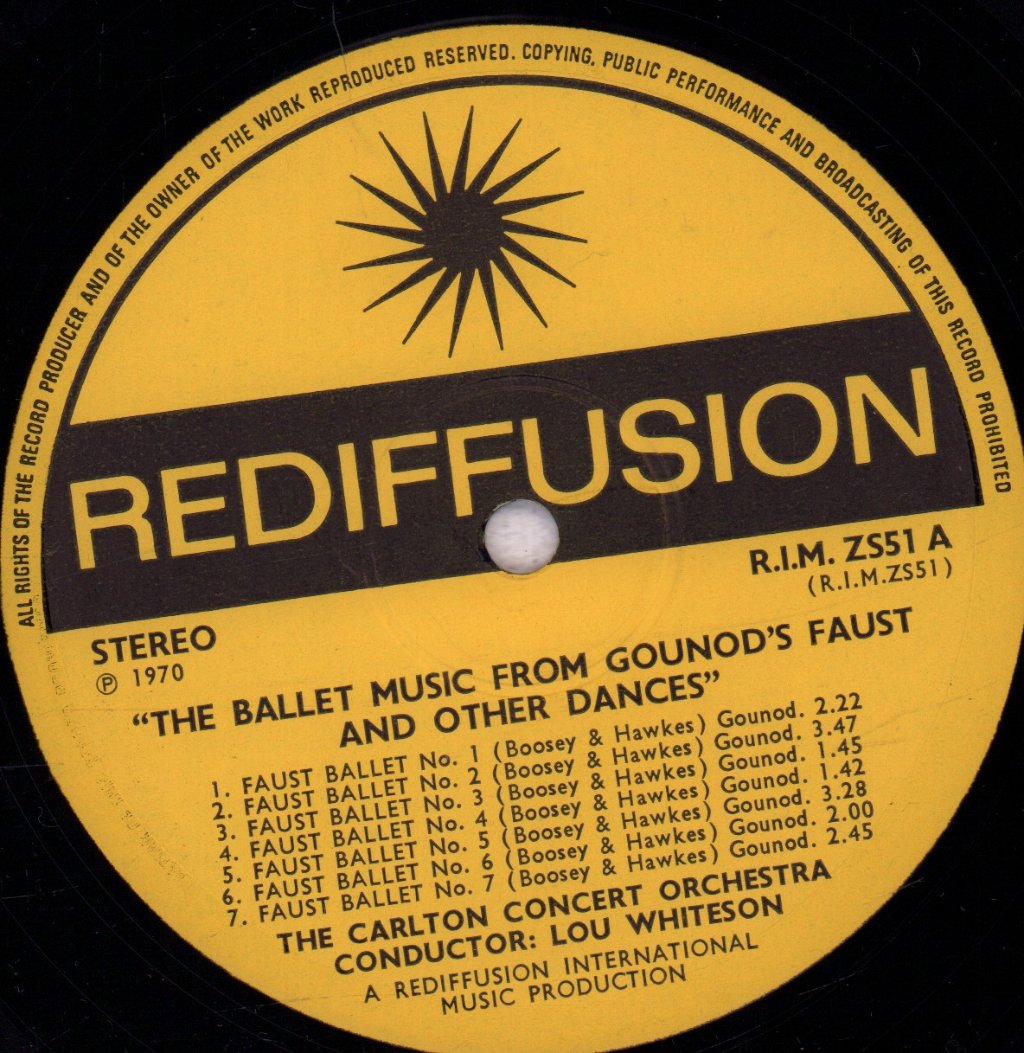 Carlton Concert Orchestra - Ballet Music From Gounods Faust And Other Dances - Lp