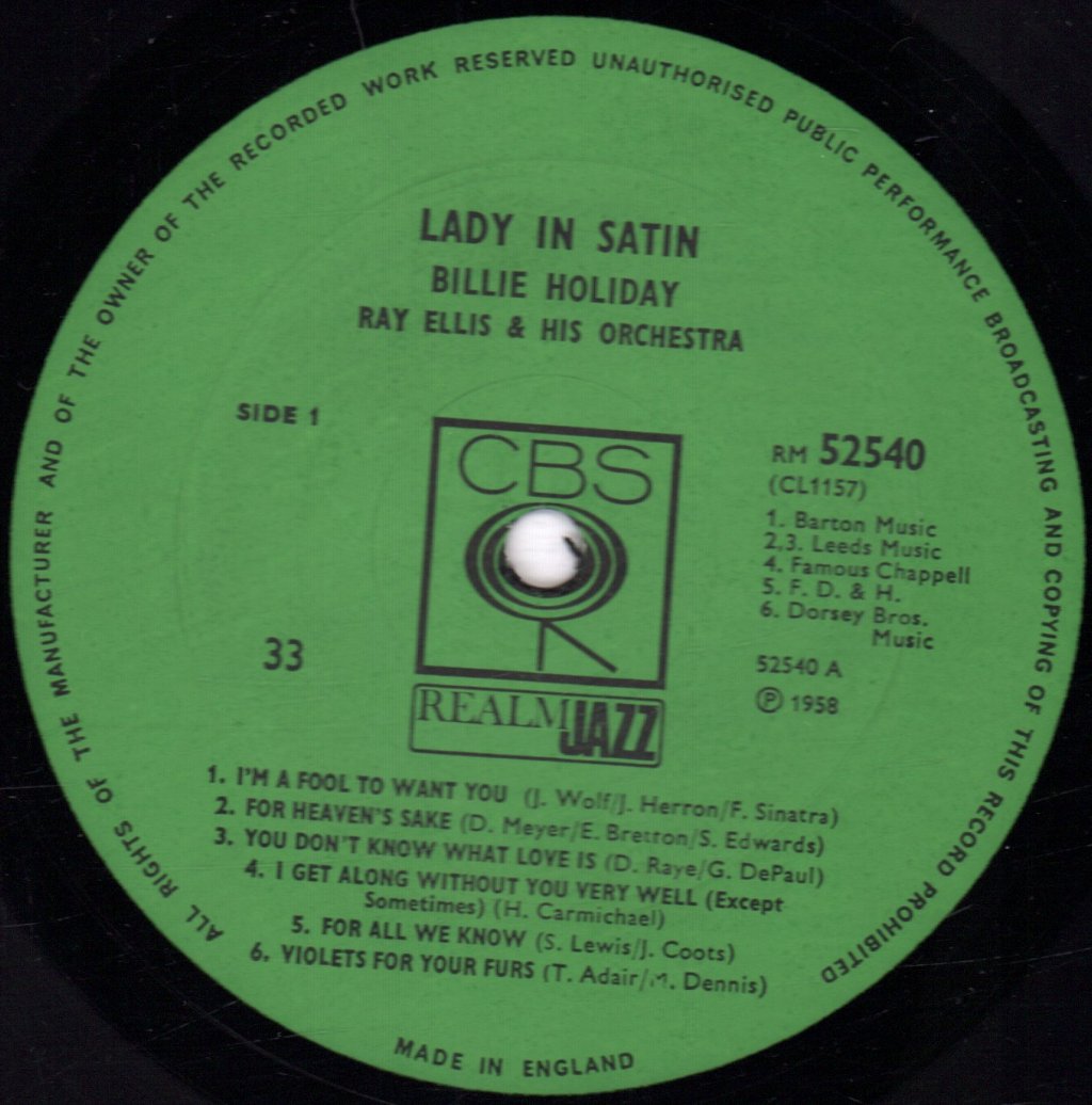 Billie Holiday - Lady In Satin - Lp